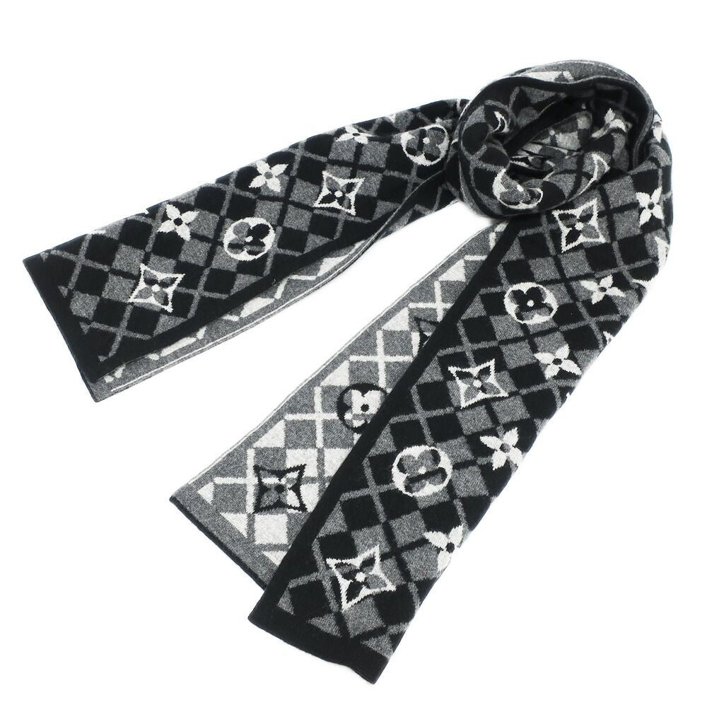 Louis Vuitton Echarpe Monogram Mountain Muffler Black Gray Scarf — view 8