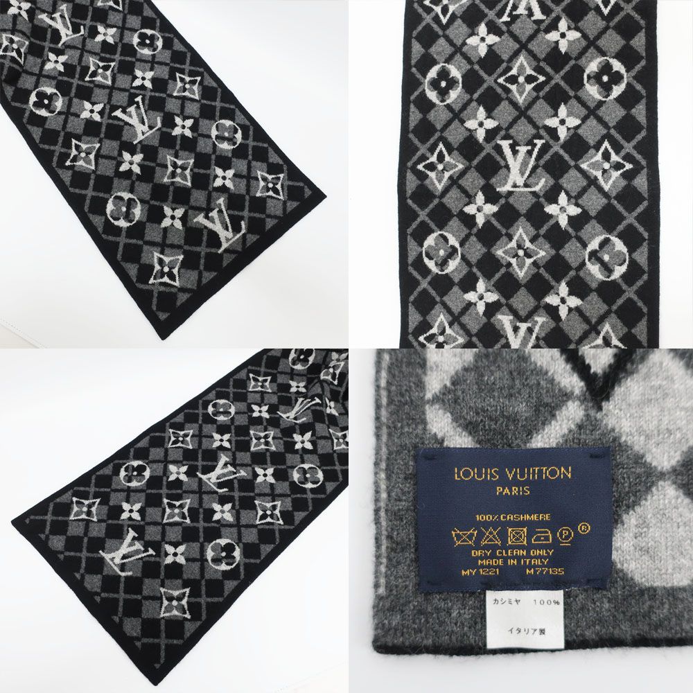 Louis Vuitton Echarpe Monogram Mountain Muffler Black Gray Scarf — view 6