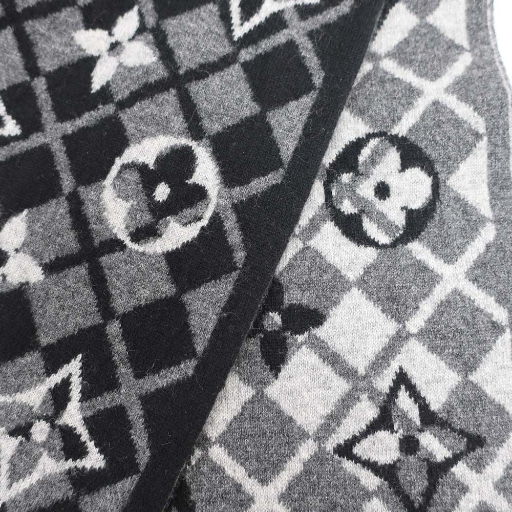 Louis Vuitton Echarpe Monogram Mountain Muffler Black Gray Scarf — view 3