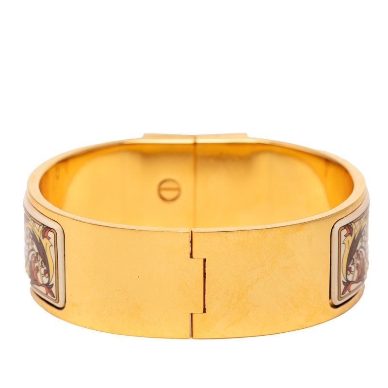 Hermes Enamel GM Location Cloisonne Gold White Multicolor Bracelet — view 3