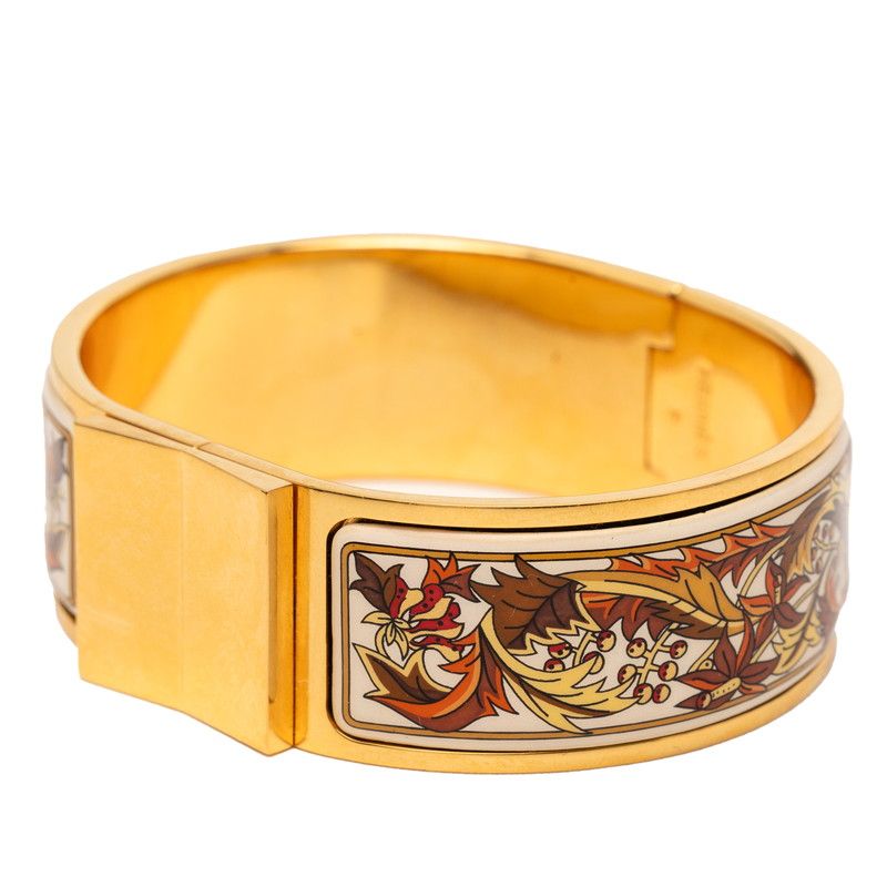 Hermes Enamel GM Location Cloisonne Gold White Multicolor Bracelet — view 2