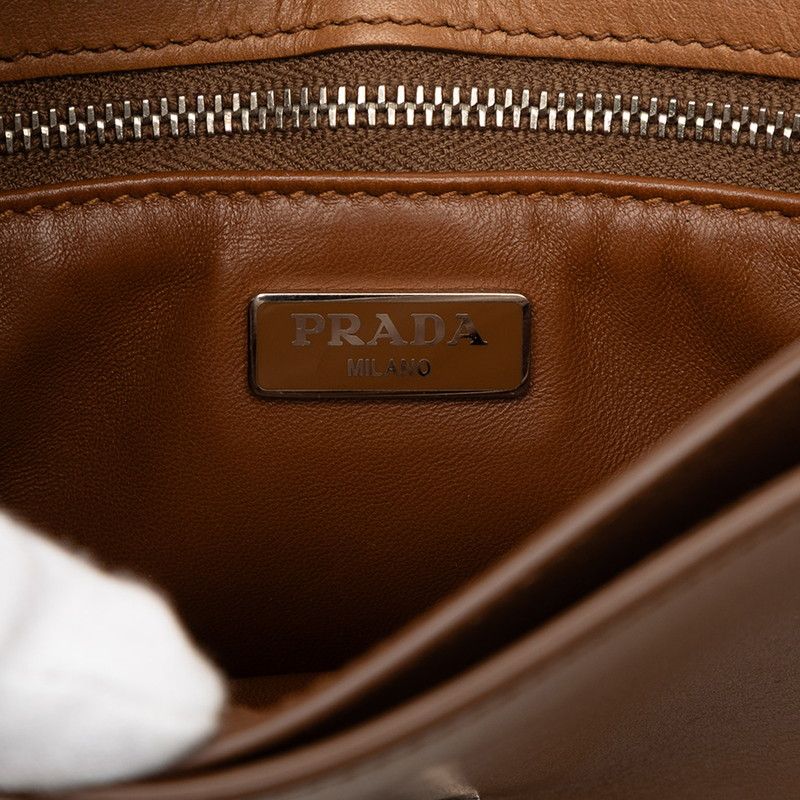 Prada Crossbody Bag Brown Gray Cuff Leather — view 5