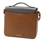 Prada Crossbody Bag Brown Gray Cuff Leather — view 2
