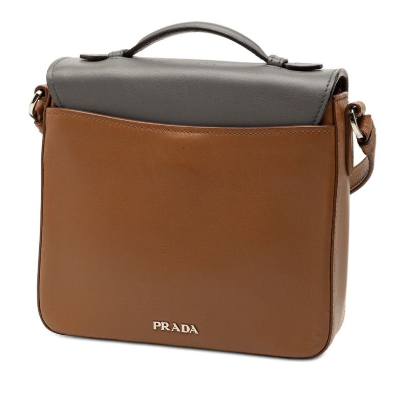 Prada Crossbody Bag Brown Gray Cuff Leather — view 2