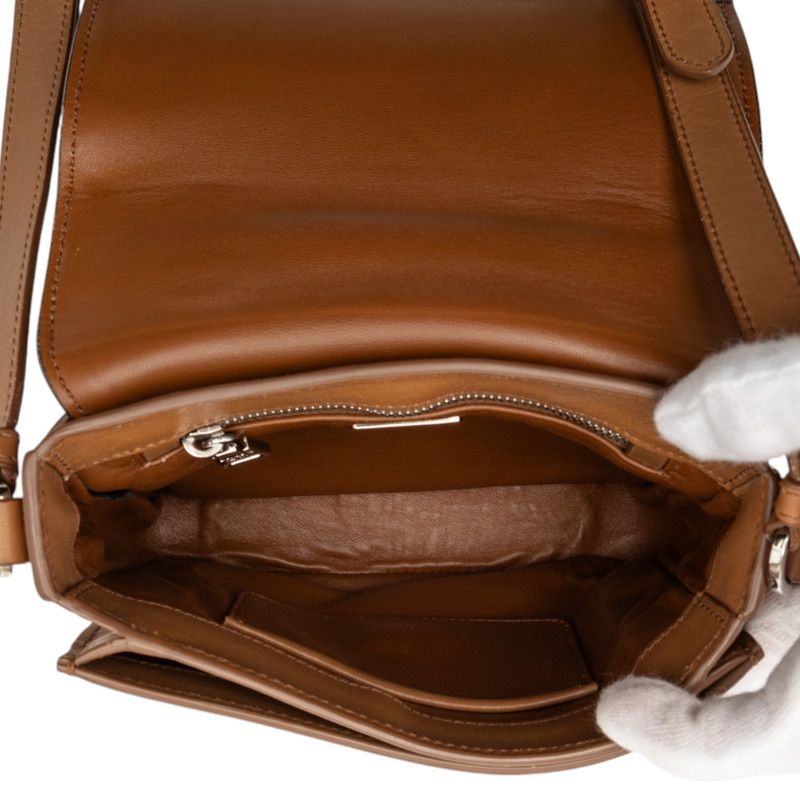 Prada Crossbody Bag Brown Gray Cuff Leather — view 4