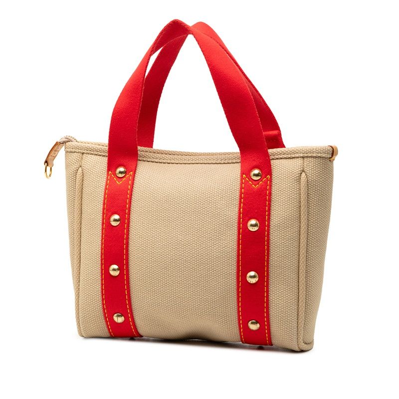 Louis Vuitton Cabas PM Tote Handbag Antigua Beige Canvas Leather — view 2