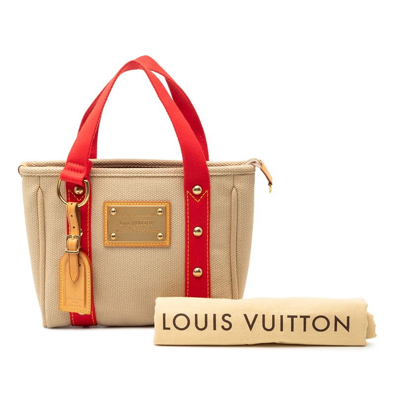 Louis Vuitton Cabas PM Tote Handbag Antigua Beige Canvas Leather — view 7