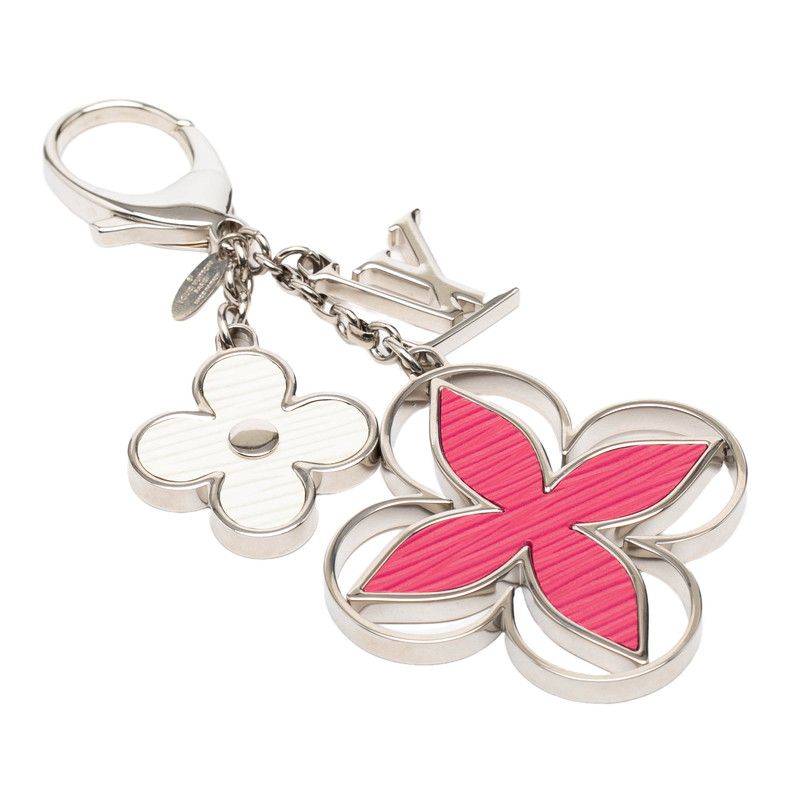 Louis Vuitton Rimy Bag Charm Key Holder Silver Pink White Metal — view 2