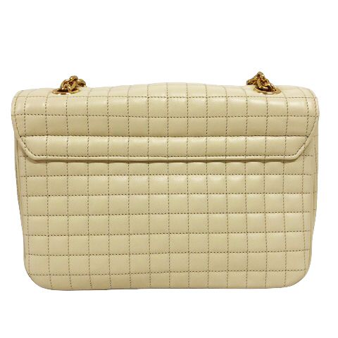 Celine C Medium Chain Shoulder Bag 2-Way Quilted Calfskin Beige — view 2