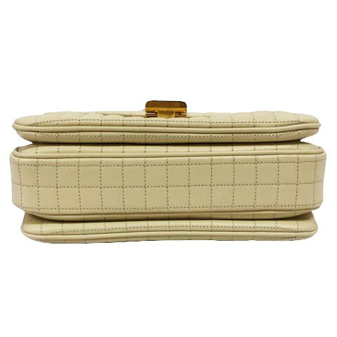 Celine C Medium Chain Shoulder Bag 2-Way Quilted Calfskin Beige — view 5