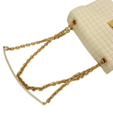Celine C Medium Chain Shoulder Bag 2-Way Quilted Calfskin Beige — view 6