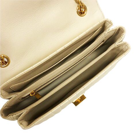Celine C Medium Chain Shoulder Bag 2-Way Quilted Calfskin Beige — view 7