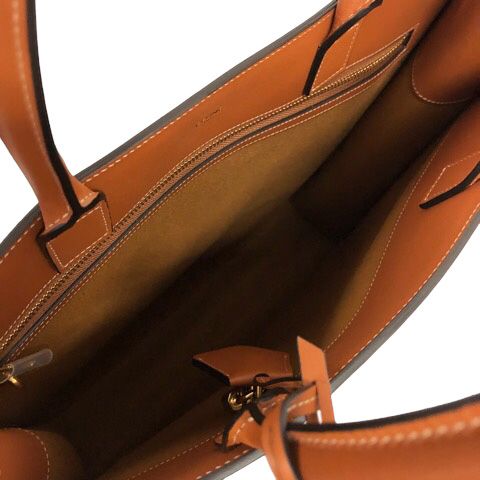 Celine Vertical Cabas Canvas & Calfskin Ochre Tan Brown Tote — view 6