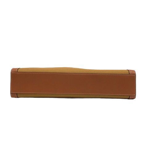 Celine Vertical Cabas Canvas & Calfskin Ochre Tan Brown Tote — view 5