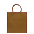 Celine Vertical Cabas Canvas & Calfskin Ochre Tan Brown Tote — view 2