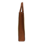 Celine Vertical Cabas Canvas & Calfskin Ochre Tan Brown Tote — view 4