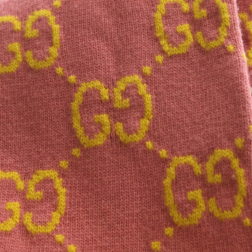 Gucci GG Wool Jacquard Scarf Logo Muffler Pink — view 2
