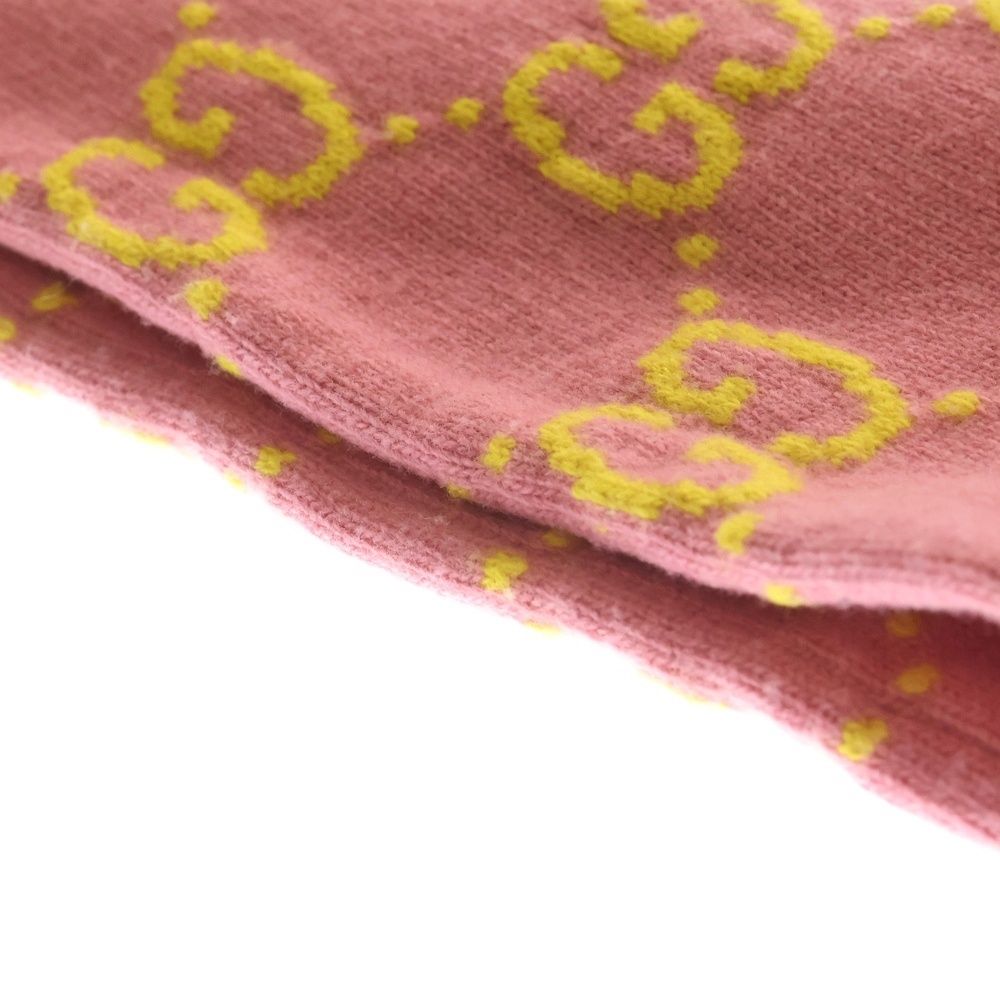Gucci GG Wool Jacquard Scarf Logo Muffler Pink — view 6
