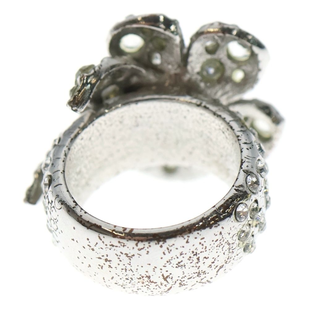 Chanel Camellia Rhinestone Ring Silver — view 2