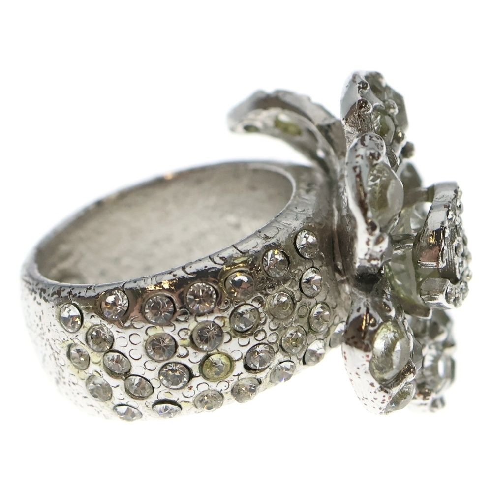 Chanel Camellia Rhinestone Ring Silver — view 4