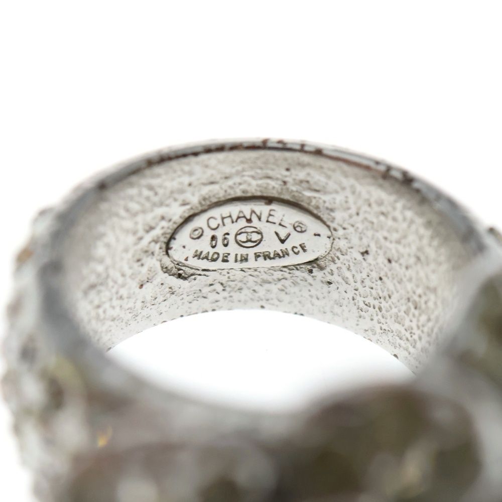 Chanel Camellia Rhinestone Ring Silver — view 6
