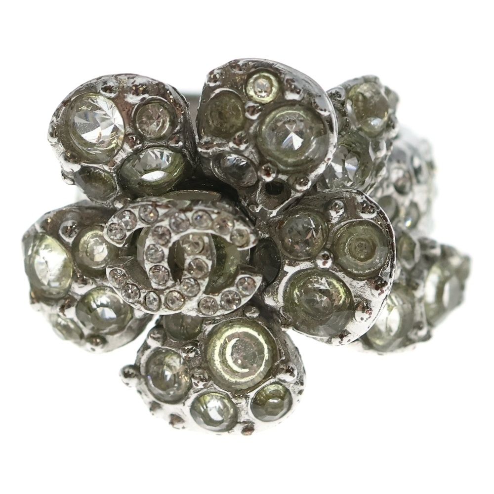 Chanel Camellia Rhinestone Ring Silver — view 5