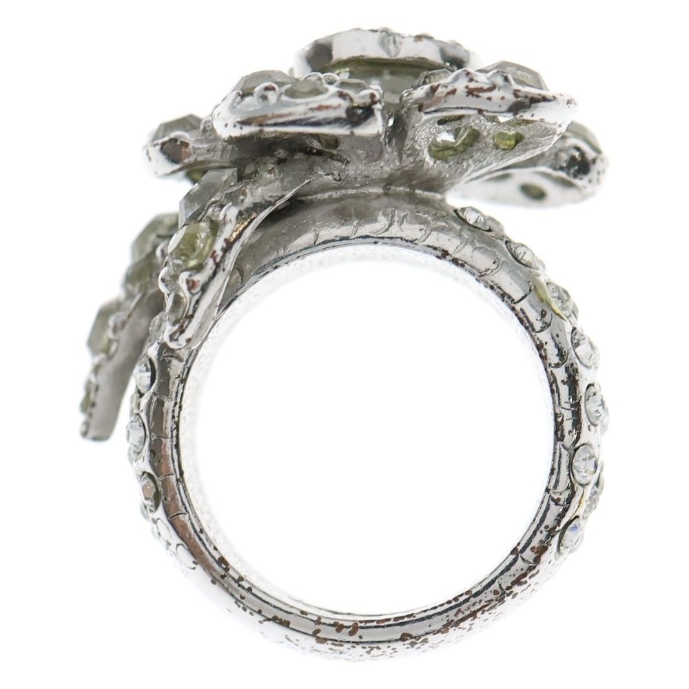 Chanel Camellia Rhinestone Ring Silver — view 7