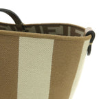 Fendi Roll Small Reversible Tote Pecan Stripe & FF — view 6