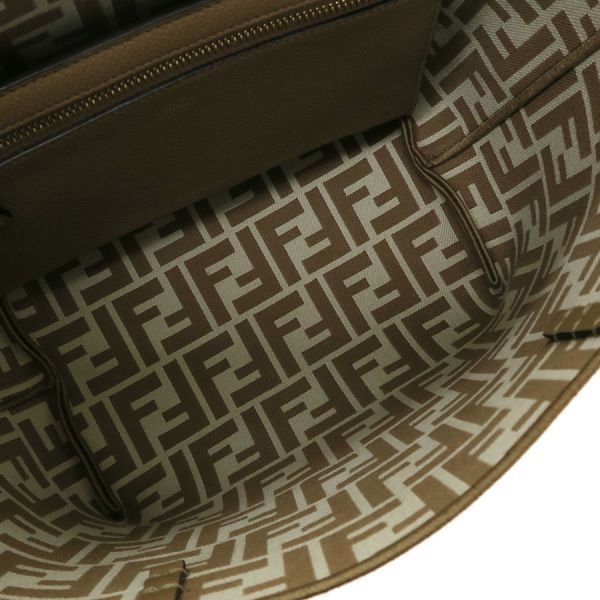 Fendi Roll Small Reversible Tote Pecan Stripe & FF — view 2