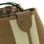 Fendi Roll Small Reversible Tote Pecan Stripe & FF — view 7