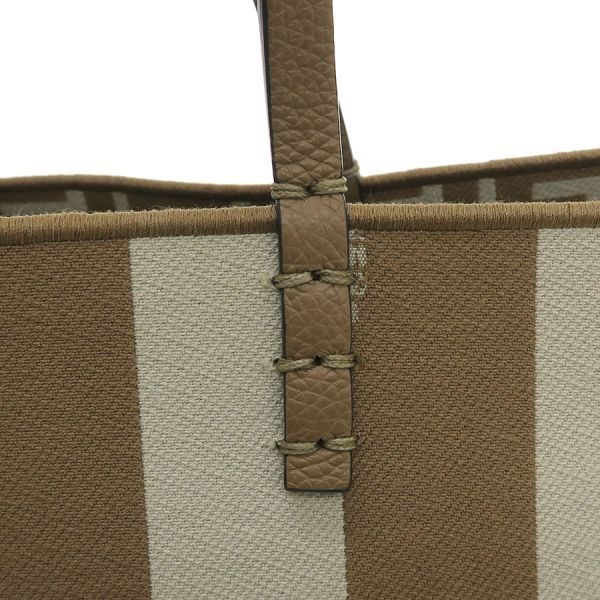 Fendi Roll Small Reversible Tote Pecan Stripe & FF — view 8