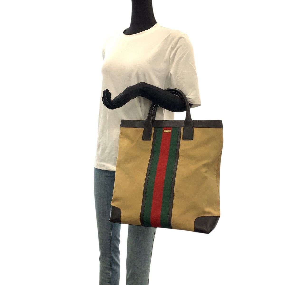 Gucci Sherry Line Beige Brown Canvas Leather 002 Tote Handbag — view 7