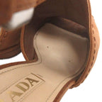 Prada Open Heel Sandals Leather Brown 37 — view 7