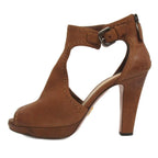 Prada Open Heel Sandals Leather Brown 37 — view 2