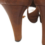 Prada Open Heel Sandals Leather Brown 37 — view 8