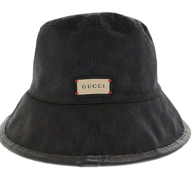 Gucci GG Plaid Reversible Bucket Hat Black White — view 4