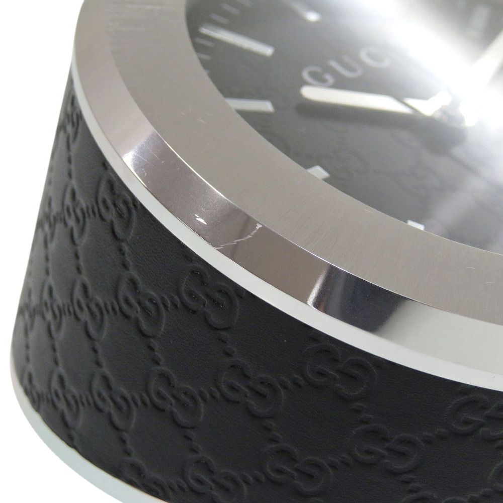 Gucci Table Clock 210 Black SS Leather Dial Quartz — view 7