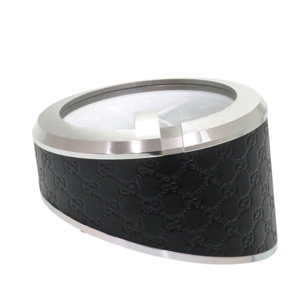 Gucci Table Clock 210 Black SS Leather Dial Quartz — view 5