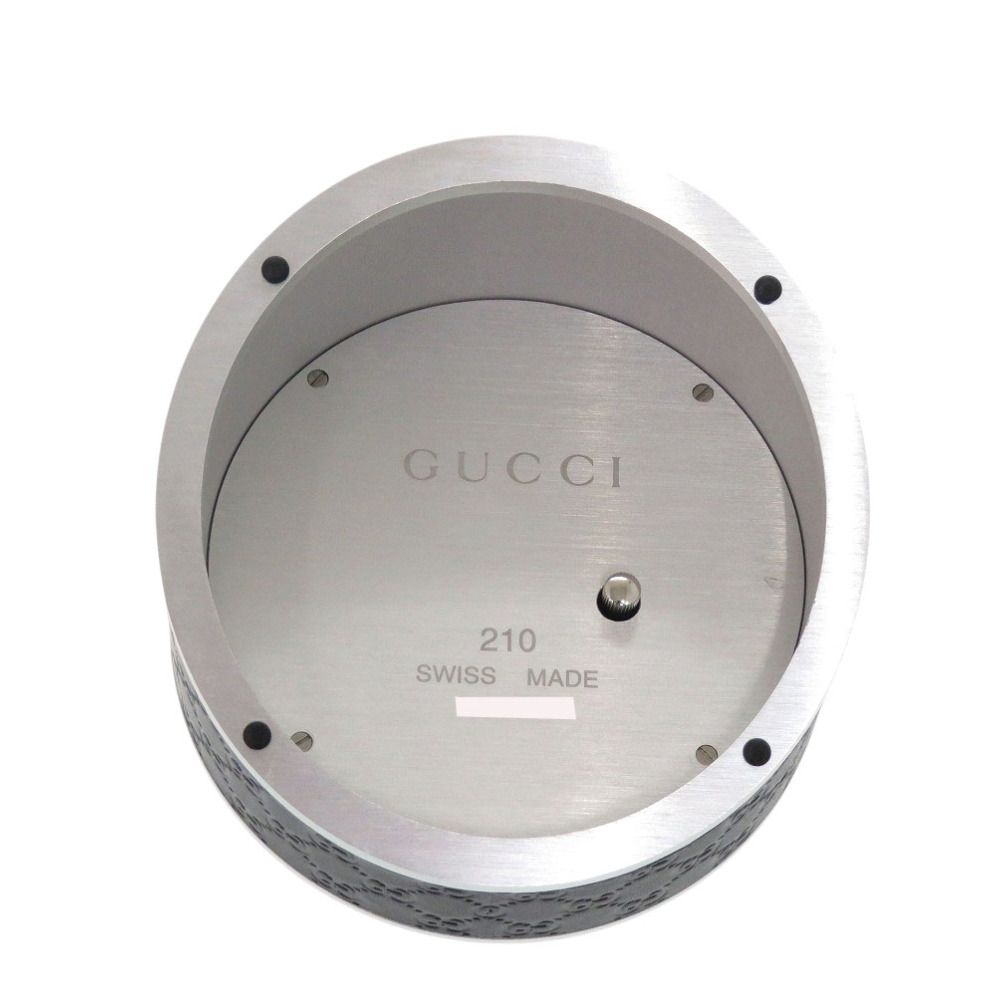 Gucci Table Clock 210 Black SS Leather Dial Quartz — view 3