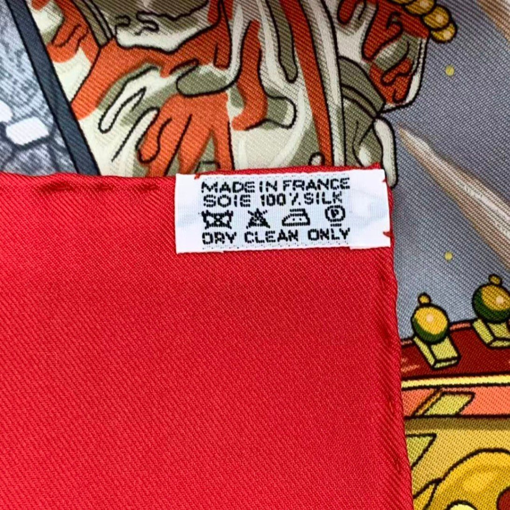 Hermes Carre 90 Scarf Silk Cavaliers Des Nuages Cloud Knight Red Box — view 9