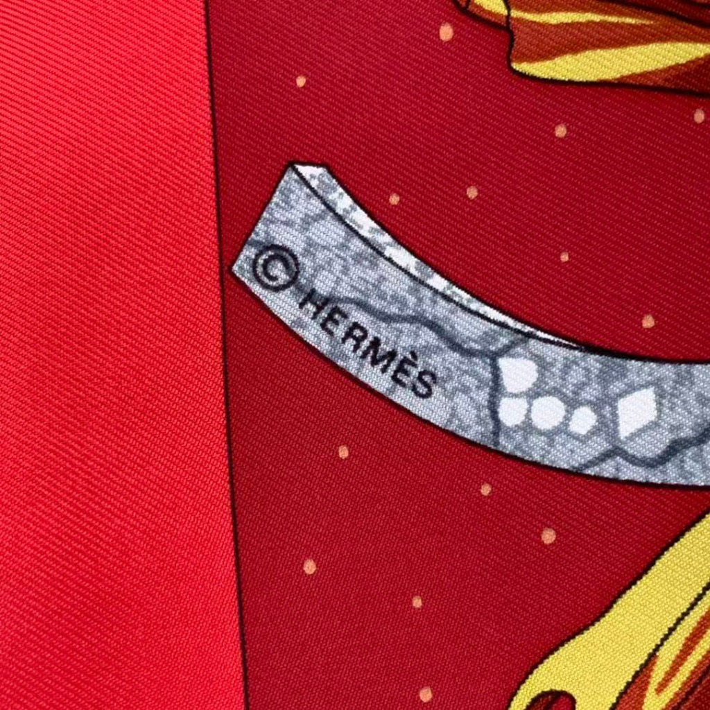 Hermes Carre 90 Scarf Silk Cavaliers Des Nuages Cloud Knight Red Box — view 7
