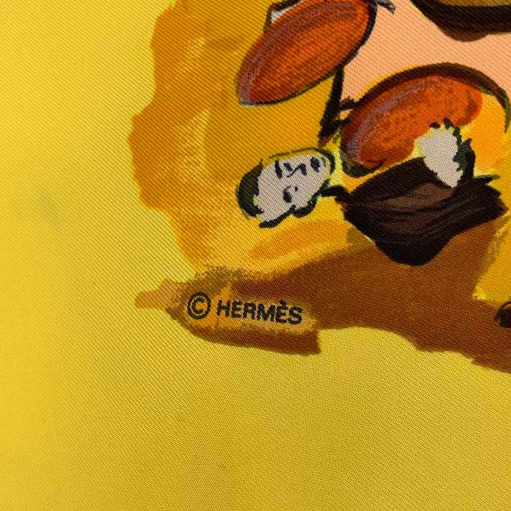 Hermes Carre 90 Concerto Yellow 100% Silk Scarf — view 8