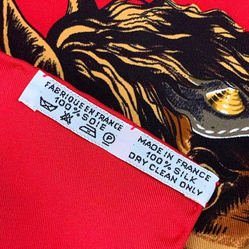 Hermes Carre 90 Chevaux de Trait Horse Silk Scarf Red — view 9