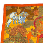 Hermes Carre 90 Art Des Steppes Step Scarf Silk Orange — view 2