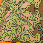Hermes Carre 90 Art Des Steppes Step Scarf Silk Orange — view 7