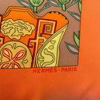 Hermes Carre 90 Art Des Steppes Step Scarf Silk Orange — view 6
