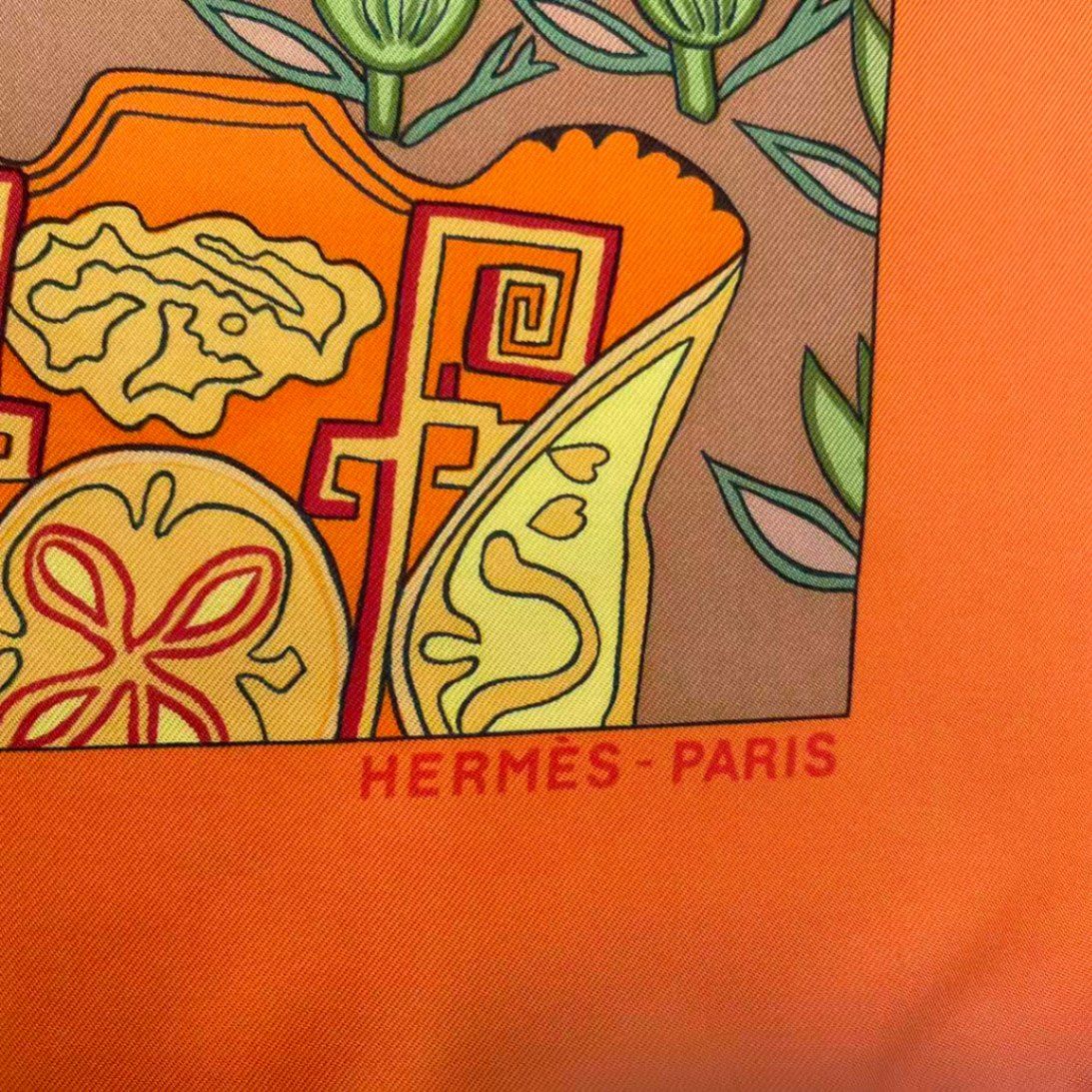 Hermes Carre 90 Art Des Steppes Step Scarf Silk Orange — view 6