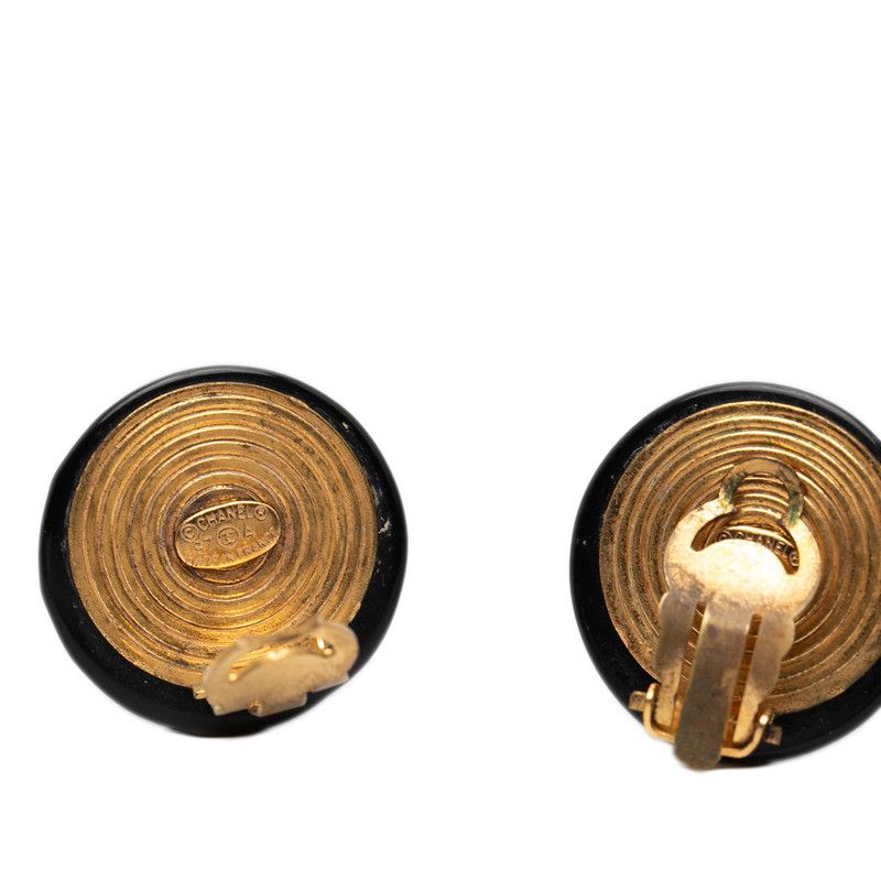 Chanel CC Logo Black Gold Plastic Plated — view 3