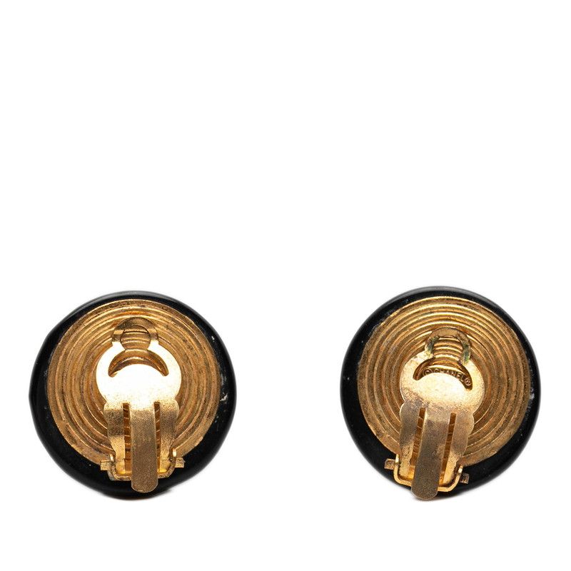 Chanel CC Logo Black Gold Plastic Plated — view 2