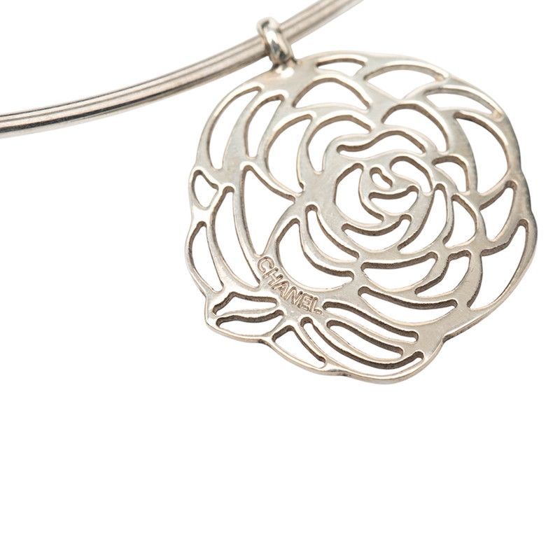 Chanel Camellia Necklace Choker Silver Metal — view 3
